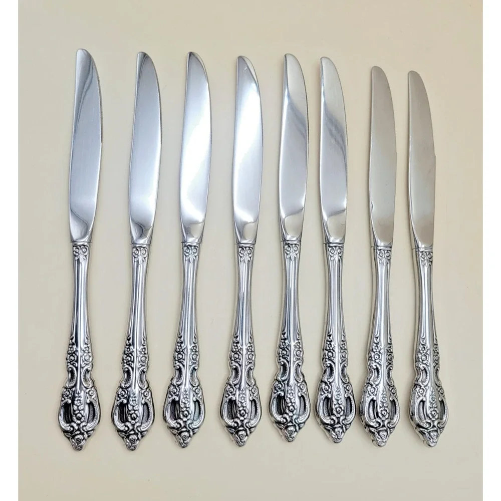 Oneida USA Stainless PEMBROOKE / RENOIR Flatware Set of 8 DINNER KNIVES